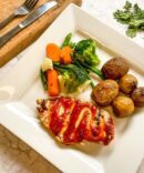 18 BBQ Chicken Breast, Roasted Potatoes & Veg.