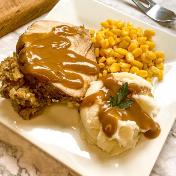 26 Roast Turkey, Stuffing, Mashed Potatoes, Gravy & Veg.