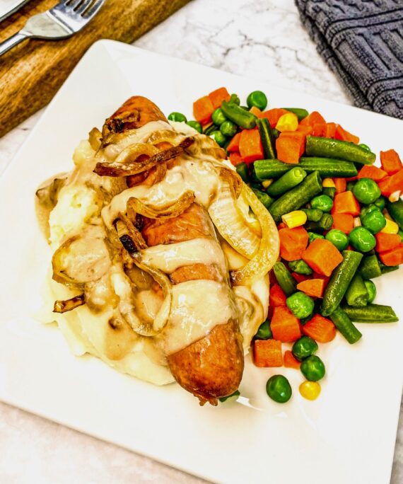 31 Bangers (Pork Sausage) & Mashed with Veg.