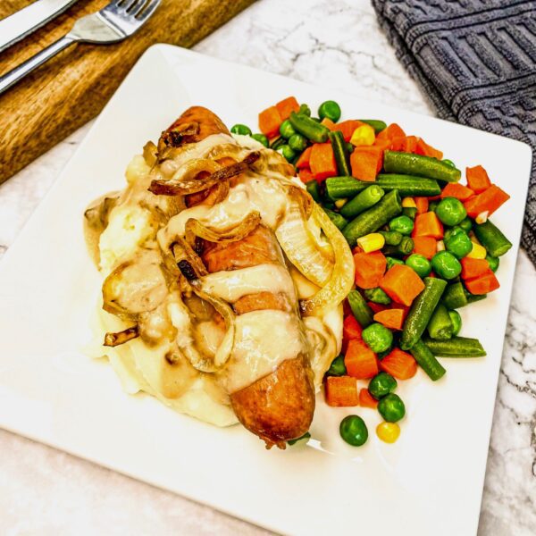 31 Bangers (Pork Sausage) & Mashed with Veg.