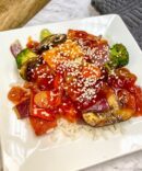 40 Vegetarian Stir-Fry over Rice & Bun.